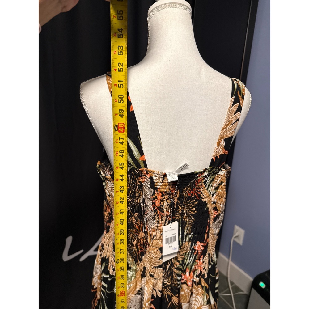 Tropical Smock Top Wide Leg Jumpsuit Floral Black Orange XXL 840092 - Picture 7 of 7